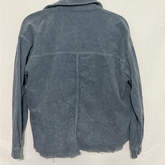 Zara Blue Gray Corduroy Overshirt Jacket Button Front Shacket Size S - Picture 3 of 6